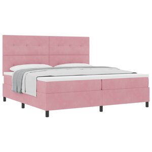 vidaXL Lit à ressorts avec tête de lit Rose 200 x 200 cm Velours