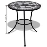 vidaXL Mobilier de bistro 3 Pièces Carreaux céramiques Noir et blanc
