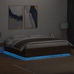 vidaXL Cadre de lit avec LED sans matelas chêne marron 200x200 cm