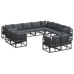 vidaXL Ensemble de canapé de jardin avec coussin 12 Pièces Noir Aluminium