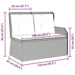 vidaXL Banc inclinable de jardin avec coussins noir résine tressée