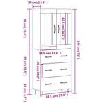 vidaXL Buffet haut Gris béton 69 5x34x180 cm Bois d'ingénierie