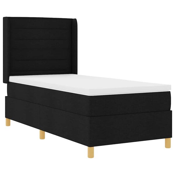 vidaXL Lit à ressorts avec bandes LED Noir 80 x 200 cm tissu
