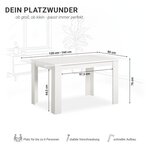 Table à manger extensible 120x80 blanche 6 places