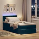 vidaXL Cadre de lit ottoman avec matelas bleu foncé 100x200 cm velours