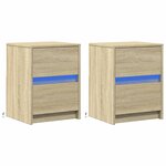 vidaXL Armoires de chevet et lumières LED 2 Pièces chêne sonoma