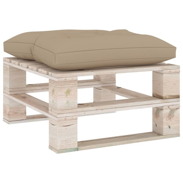 vidaXL Repose-pied palette de jardin avec coussin beige bois de pin
