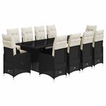 vidaXL Ensemble de bistro de jardin 11 Pièces coussins noir poly rotin