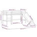 vidaXL Lit mezzanine enfants avec rideaux sans matelas 90x190 cm