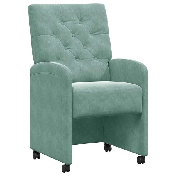 vidaXL Chaises de Salle à Manger avec Roues 2 pc Velours Vert marin