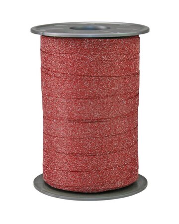 Bolduc poly glitter 100-m-bobine 10 mm rouge