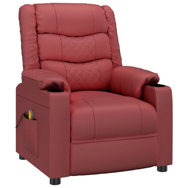 vidaXL Fauteuil de massage Rouge bordeaux Similicuir