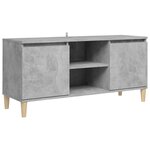 vidaXL Meuble TV avec pieds en bois massif Gris béton 103 5x35x50 cm