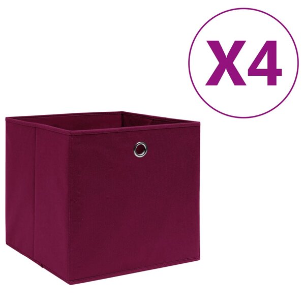 vidaXL Boîtes de rangement 4 Pièces Tissu intissé 28x28x28 cm Rouge foncé