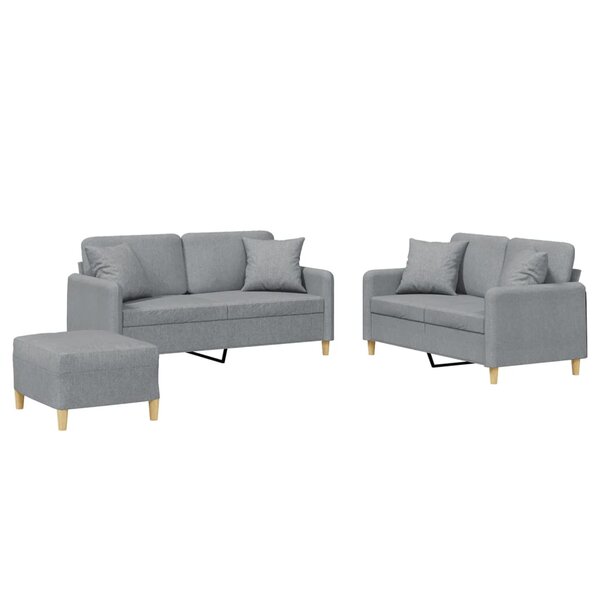 vidaXL Ensemble de canapés 3 Pièces coussins gris clair tissu