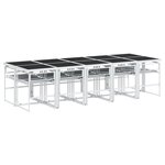 vidaXL Ensemble à manger de jardin avec coussins 11Pièces blanc textilène