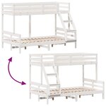 vidaXL Lit superposé 90x200/120x200 cm blanc bois de pin massif
