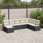 vidaXL Ensemble de canapé de jardin 8 Pièces Noir Poly rotin