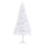 vidaXL Arbre de Noël artificiel d'angle LED et boules Blanc 210 cm PVC