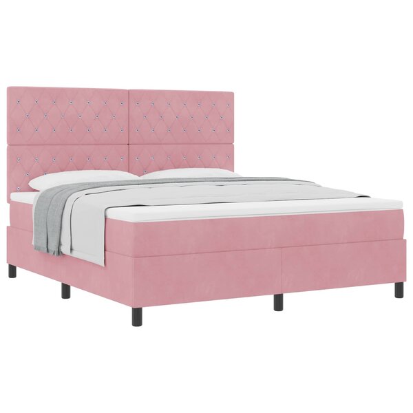 vidaXL Lit à ressorts avec matelas Rose 180 x 200 cm tissu