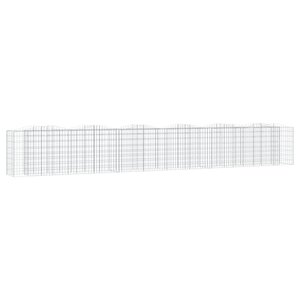 vidaXL Lit surélevé à gabions arqué 600x50x100 cm Fer galvanisé
