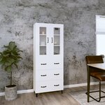 vidaXL Buffet haut Blanc 69 5x34x180 cm Bois d'ingénierie