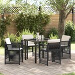 vidaXL Ensemble de salle à manger pour jardin 5 Pièces Noir Poly rotin