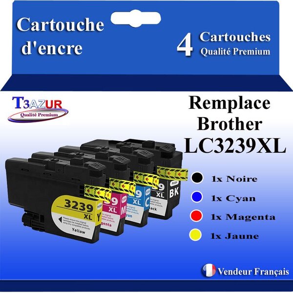 T3AZUR Lot de 4 Cartouches compatibles avec Brother LC3239XL pour Brother MFC-J6947DW  (Noire+Couleur) – T3AZUR