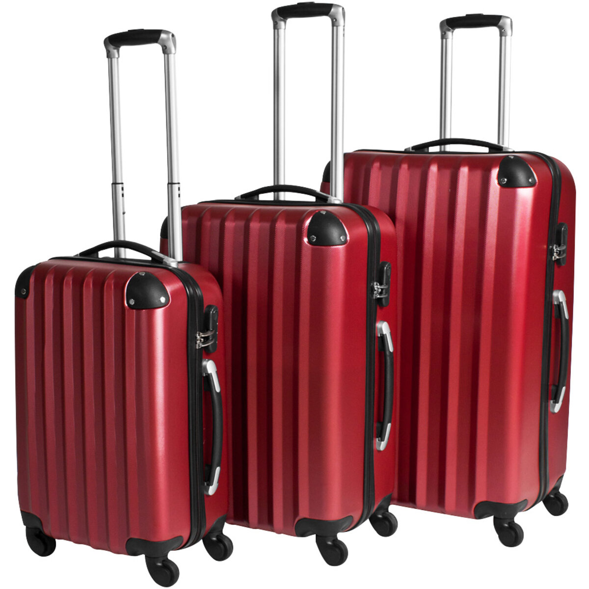 Tectake set de 3 valises trolley rigides abs rose vif La Poste
