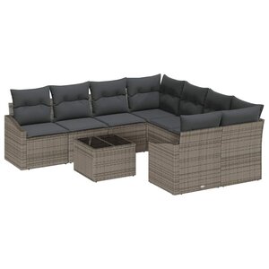 vidaXL Ensemble de canapé de jardin 9 Pièces Gris 55 x 55 x 37 cm