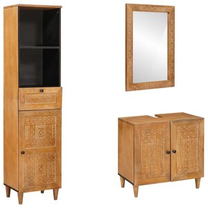 vidaXL Ensemble de mobilier de salle de bain avec tiroir 3 Pièces Marron