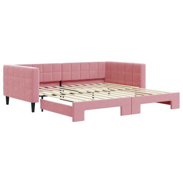 vidaXL Lit de jour avec lit gigogne rose 100x200 cm velours