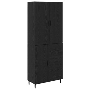 vidaXL Haut Armoire 2 Pièces Chêne noir Bois Aggloméré et Verre