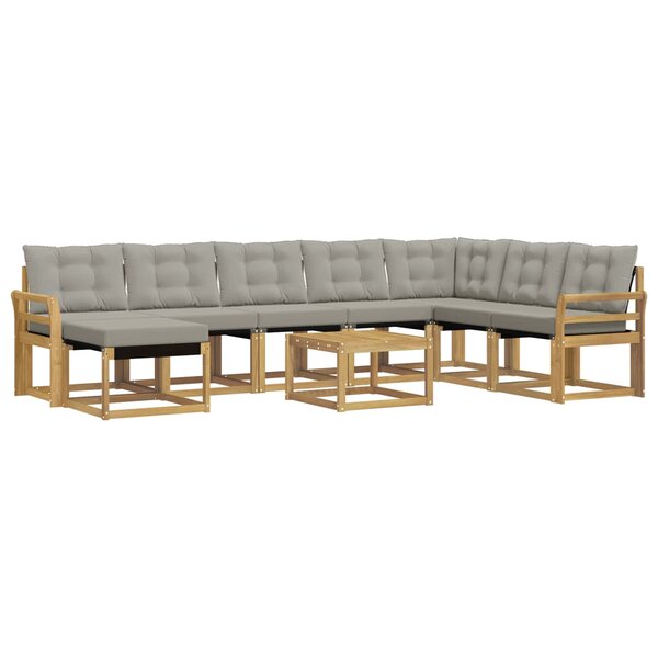 vidaXL Ensemble de canapés d'extérieur 9 pc Blanc et gris clair