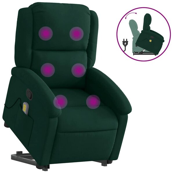 vidaXL Fauteuil de massage inclinable Vert foncé Velours