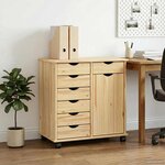 vidaXL Cabinet roulant Marron 63 5 x 39 x 65 5 cm Bois de Pin Massif