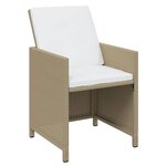vidaXL Ensemble à dîner de jardin coussins 15 Pièces Résine tressée Beige