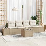 vidaXL Ensemble de canapé de jardin 5 Pièces Beige  Crème 55 x 55 x 37 cm