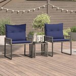 vidaXL Ensemble de meubles d'extérieur 7 Pièces Gris et bleu marine