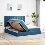 vidaXL Lit de Rangement avec matelas Bleu foncé 200 x 200 cm Velours