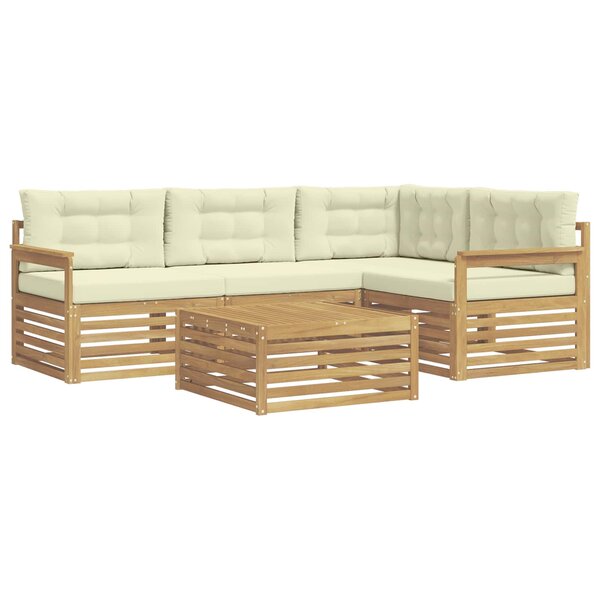 vidaXL Ensemble de canapés d'extérieur 6 pc Blanc et crème Polyester
