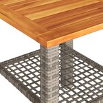 vidaXL Table de jardin gris 40x40x42 cm résine tressée et bois acacia