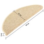 vidaXL Tapis d'escalier 15 pièces 65 x 21 x 4 cm Beige clair Demi-rond Grand