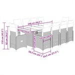 vidaXL Ensemble de bistro de jardin 11 Pièces coussins gris poly rotin