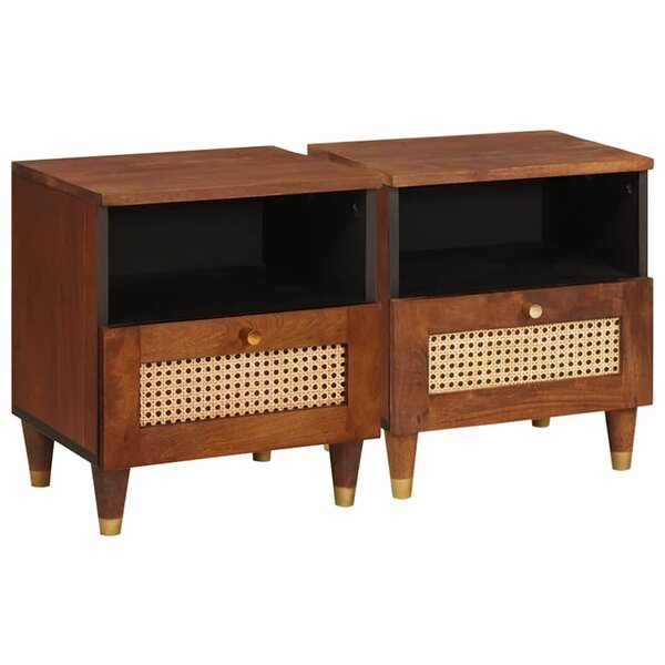 vidaXL Cabinet de chevet avec tiroir 2 Pièces Marron 40 x 33 x 46 cm