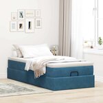 vidaXL Cadre de lit ottoman avec matelas bleu foncé 80x200 cm velours