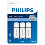 Philips clés usb 2.0 snow 32 go 3 pièces blanc et gris