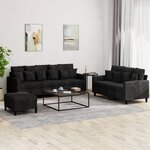 vidaXL Ensemble de canapés 3 Pièces avec coussins Noir Velours