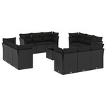 vidaXL Salon de jardin avec coussins 13 Pièces noir résine tressée