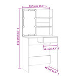 vidaXL Coiffeuse avec LED Gris béton 74 5x40x141 cm